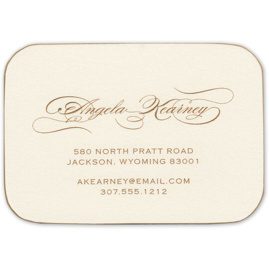 Mansfield Ecru Calling Cards with Rounded Corners and Bevel Edge